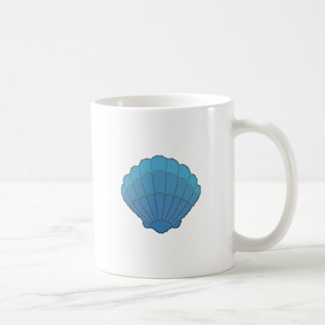 Caneca De Café Mosaico de Seashell Azul (Direita)