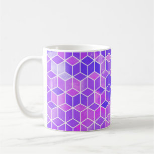 Caneca De Café Mosaico de Verão: Fusão de Cubo com Aquarela
