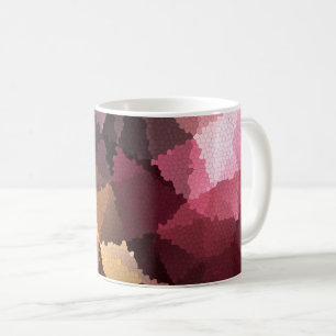 Caneca De Café Mosaico em cores castanho-rosa e amarela
