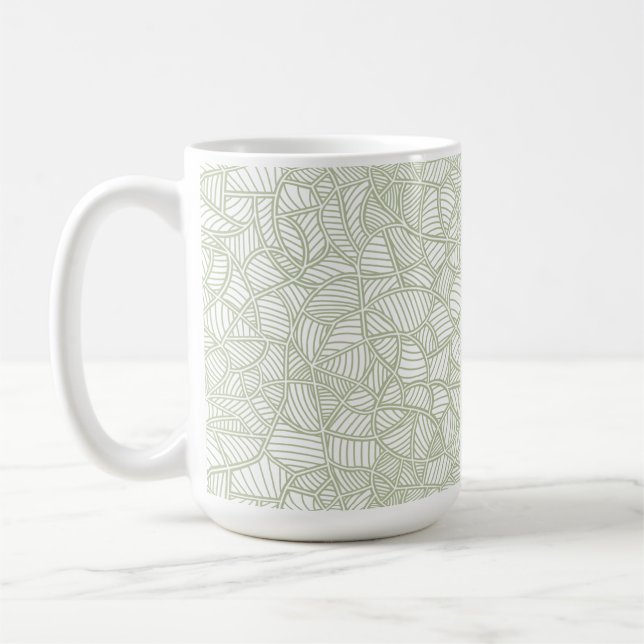 Caneca De Café Mosaico Folha Aleatória Verde Pálido (Esquerda)