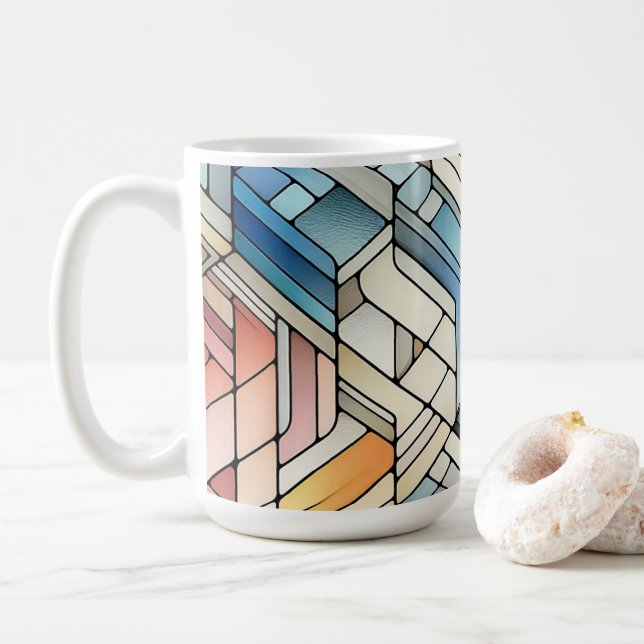 Caneca De Café Mosaico Geométrico (Com Donut)