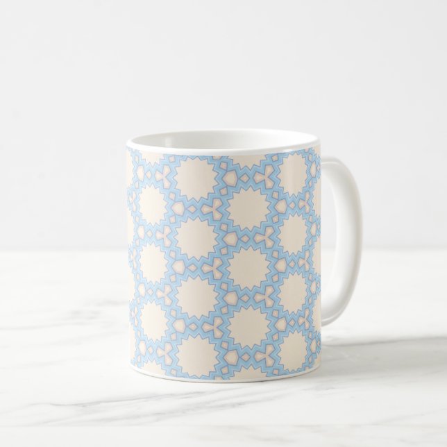 Caneca De Café Mosaico Geométrico Estrela Azul  (Frente Esquerda)