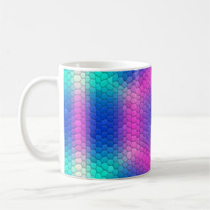 Caneca De Café Mosaico Hexágono Rosa com Gradação Azul
