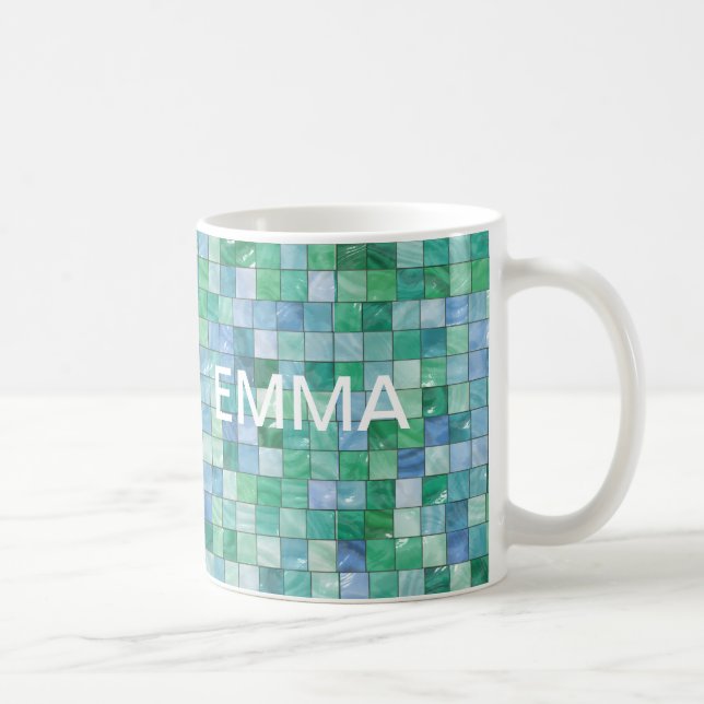 Caneca De Café Mosaico Pastel brilhante do azulejo do bloco de (Direita)