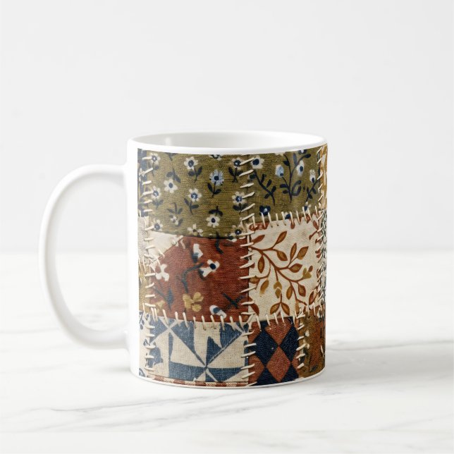 Caneca De Café Mosaico têxtil em estilo vintage. (Esquerda)