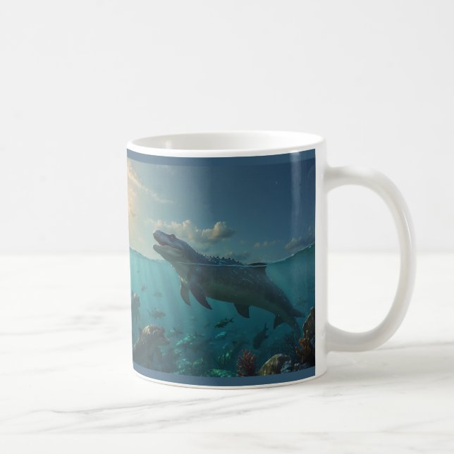 Caneca De Café Mosassauro (Arte do Dinossauro) (Direita)
