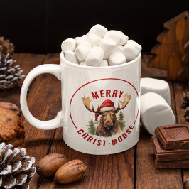 Caneca De Café Moso-de-Cristo Engraçado, alce-de-natal