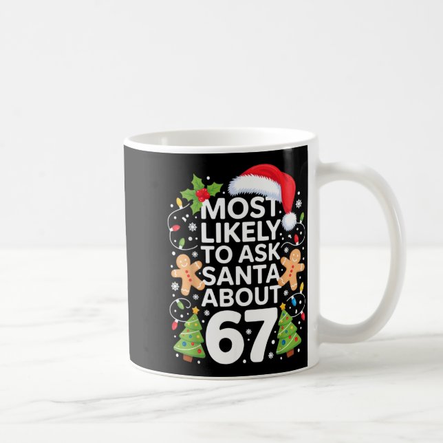 Caneca De Café Most Likely To Ask Santa About 67 Funny Christmas  (Direita)