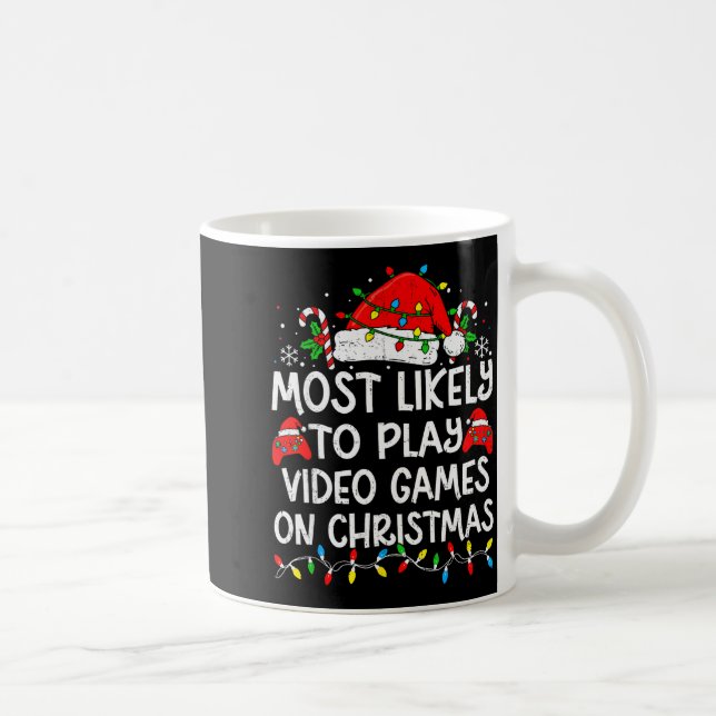 Caneca De Café Most Likely To Play Video Games On Christmas Match (Direita)
