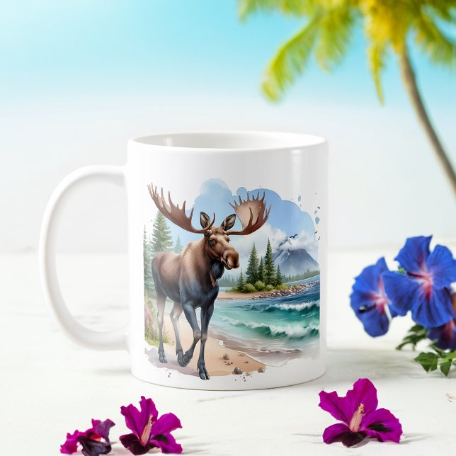 Caneca De Café Mosto de Aquarela de Verão na praia (Criador carregado)