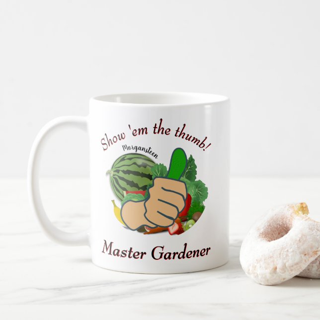 Caneca De Café Mostre-me o polegar Master Gardener (Com Donut)