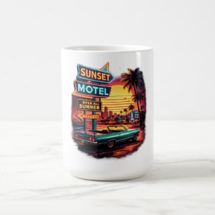 Caneca De Café Motel Sunset Aberto a Noite Inteira Design Retro