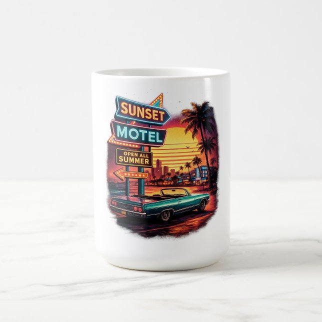 Caneca De Café Motel Sunset Aberto a Noite Inteira Design Retro (Centro)