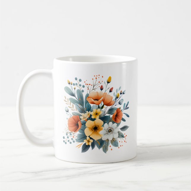 Caneca De Café Mother's Day Boho Flowers Clipart-61983 (Esquerda)