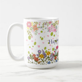 Caneca De Café Mother's Day Mug with Floral Backdrop and Heartfel
