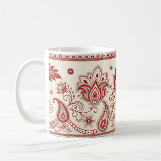 Caneca De Café Motif Clássico do Jardim Paisley - Decorato Vermel