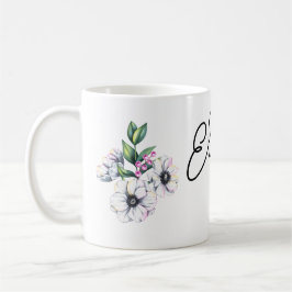 Caneca De Café Motif de flores e nome personalizado