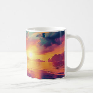 Caneca De Café Motif de um pôr do sol vermelho épico
