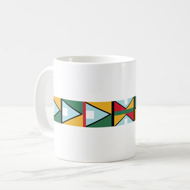 Caneca De Café motif têxtil tradicional indiana nativa (Frente Esquerda)