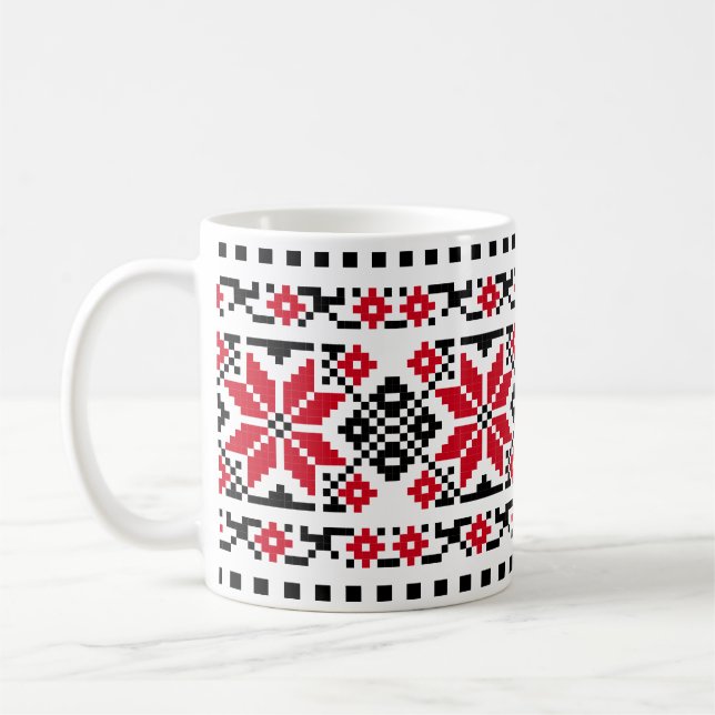 Caneca De Café Motif Tradicional Romeno "As Estrelas" (Esquerda)