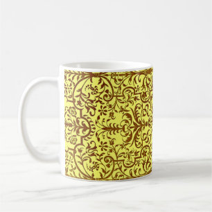 Caneca De Café Motif vitoriano em amarelo