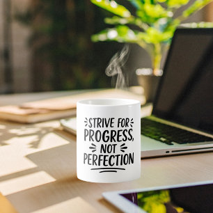 Caneca De Café Motivação das aspas brancas pretas