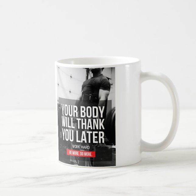 Caneca De Café Motivação de Gym de Workout - Duro de Trabalho (Direita)