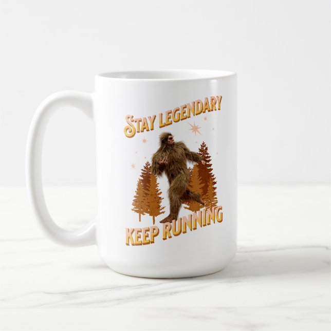 Caneca De Café Motivação Divertida de Bigfoot Correndo (Esquerda)