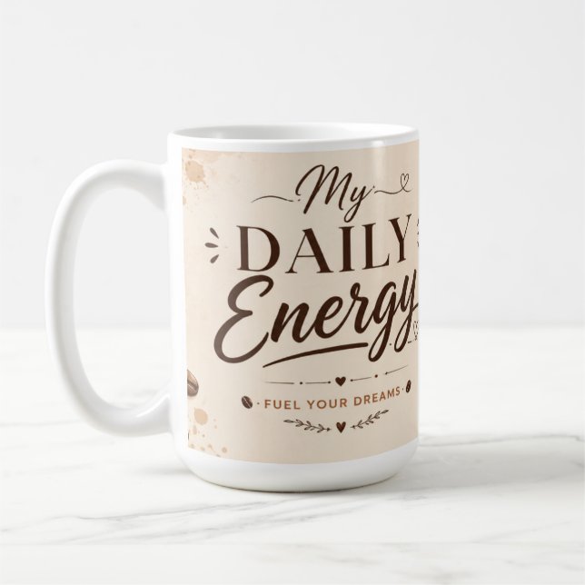 Caneca de café motivacional para rotina diária. (Esquerda)