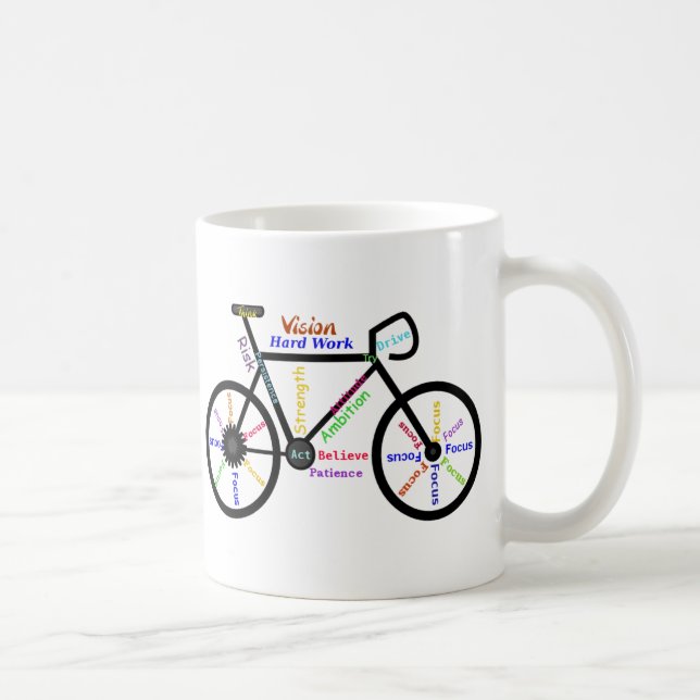 Caneca De Café Motivational Bike, Cycle, Biking, Esportes Palavra (Direita)