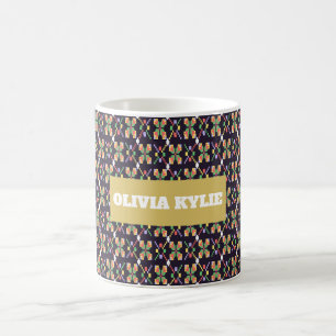Caneca De Café Motivo de Bordado de Pixel Songket Tradicional de 