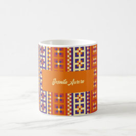 Caneca De Café Motivo Étnico Geométrico Tradicional