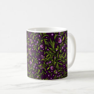 Caneca De Café Motivo Floral Artístico: Flores Roxas