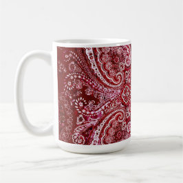Caneca De Café Motivo Paisley Vermelho-Ameixa Monocromático