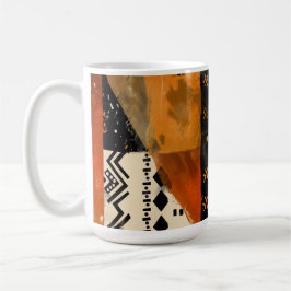 Caneca De Café Motivos tribais em tons negros e terrestres