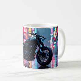 Caneca De Café Moto Neon City