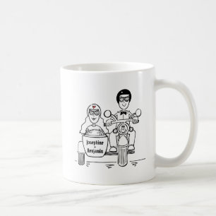 Caneca De Café Moto Personalizado e Casamento Sidecar - Mug.