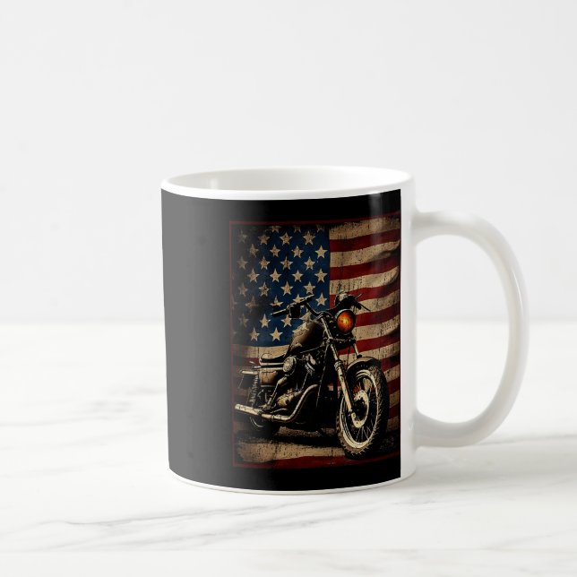 Caneca De Café Motocicleta Bandeira EUA Retro Biker  (Direita)