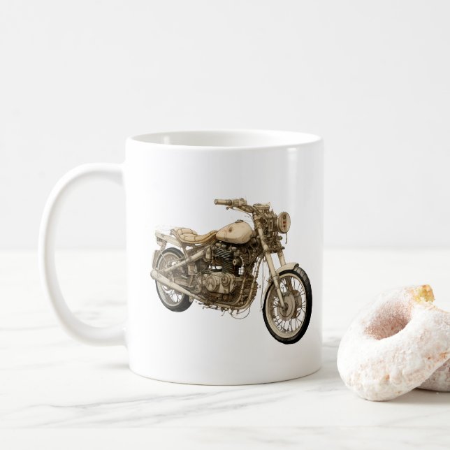 Caneca De Café Motociclo Com 90 Anos Com Poema (Com Donut)