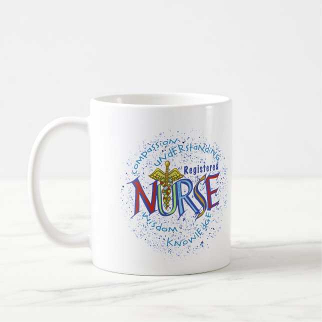 Caneca De Café Motto da Enfermeira Registrada (Esquerda)