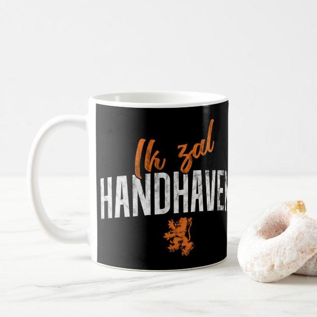 Caneca De Café Motto holandês Ik Zal Handhaven Mug (Com Donut)