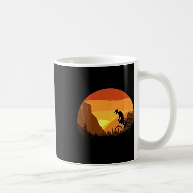 Caneca De Café Mountain Biking Retro Sunset Trail Rider  (Direita)