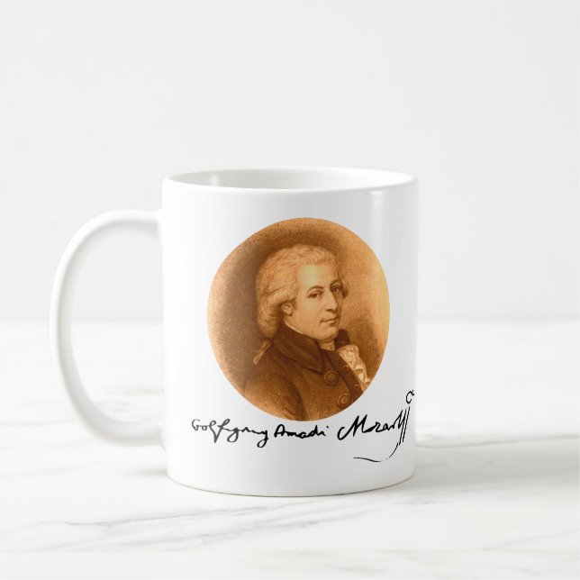 Caneca De Café Mozart Composer Retrato Música Clássica Elegante (Esquerda)