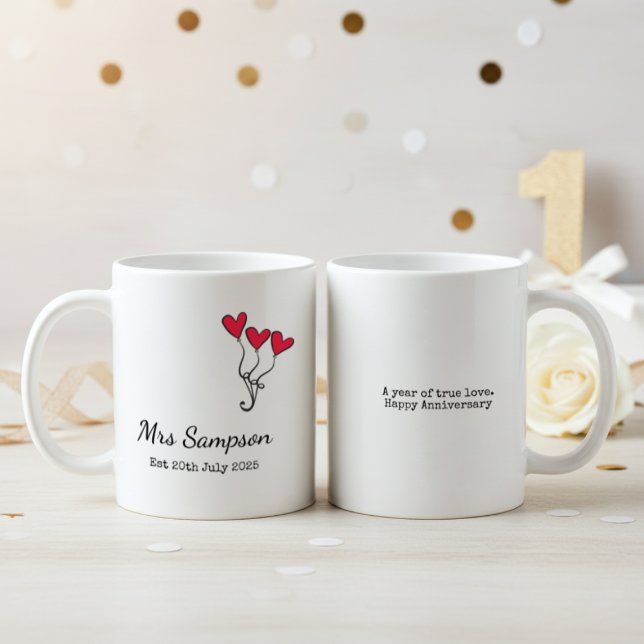 Caneca De Café Mr And Mrs Mugs 1st Wedding Anniversary Keepsake (two wight anniversary mugs)