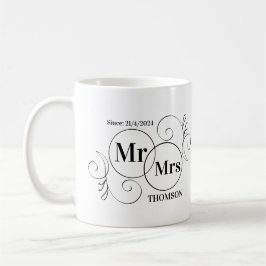 Caneca De Café mr e mrs monograma