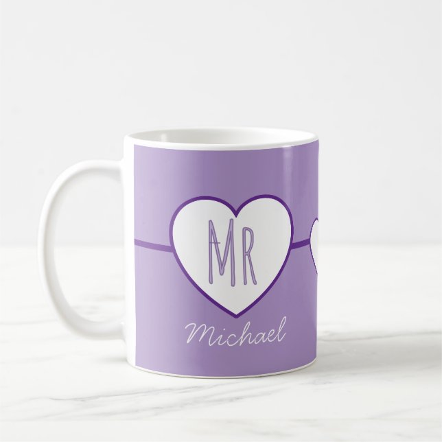 Caneca de café Mr Heart Purple (Esquerda)