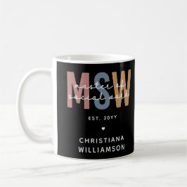 Caneca De Café MSW Mestre Personalizado de Graduação Retroativa d
