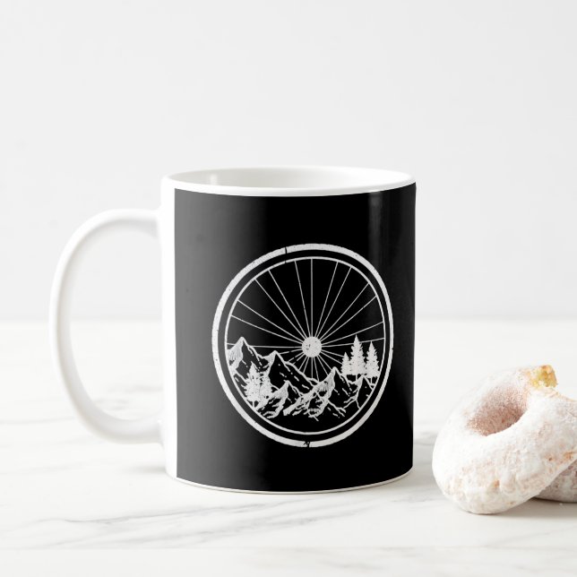 Caneca De Café MTB Modern Black Mountain Trail Cycling (Com Donut)