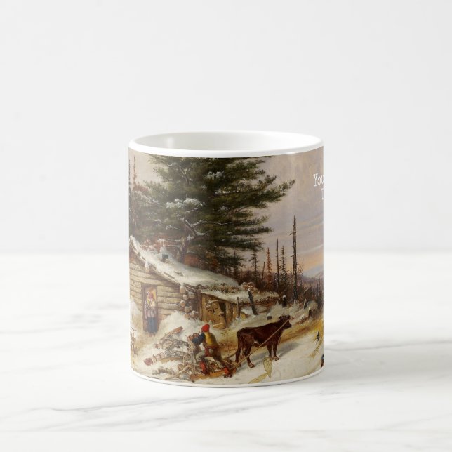 Caneca De Café Mudança de texto personalizado da Casa de Inverno (Centro)