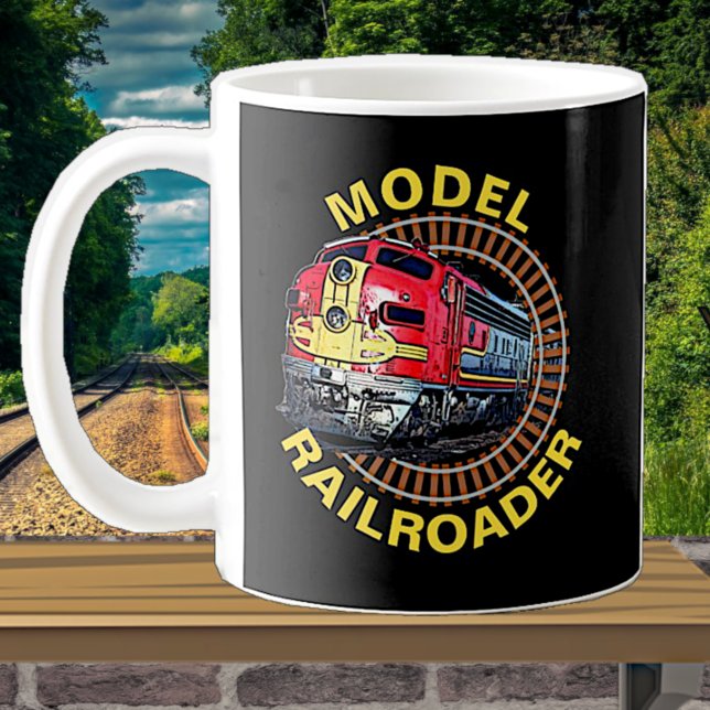 Caneca De Café Mudar modelo de ferrovia Diesel Vermelho Amarelo   (Criador carregado)